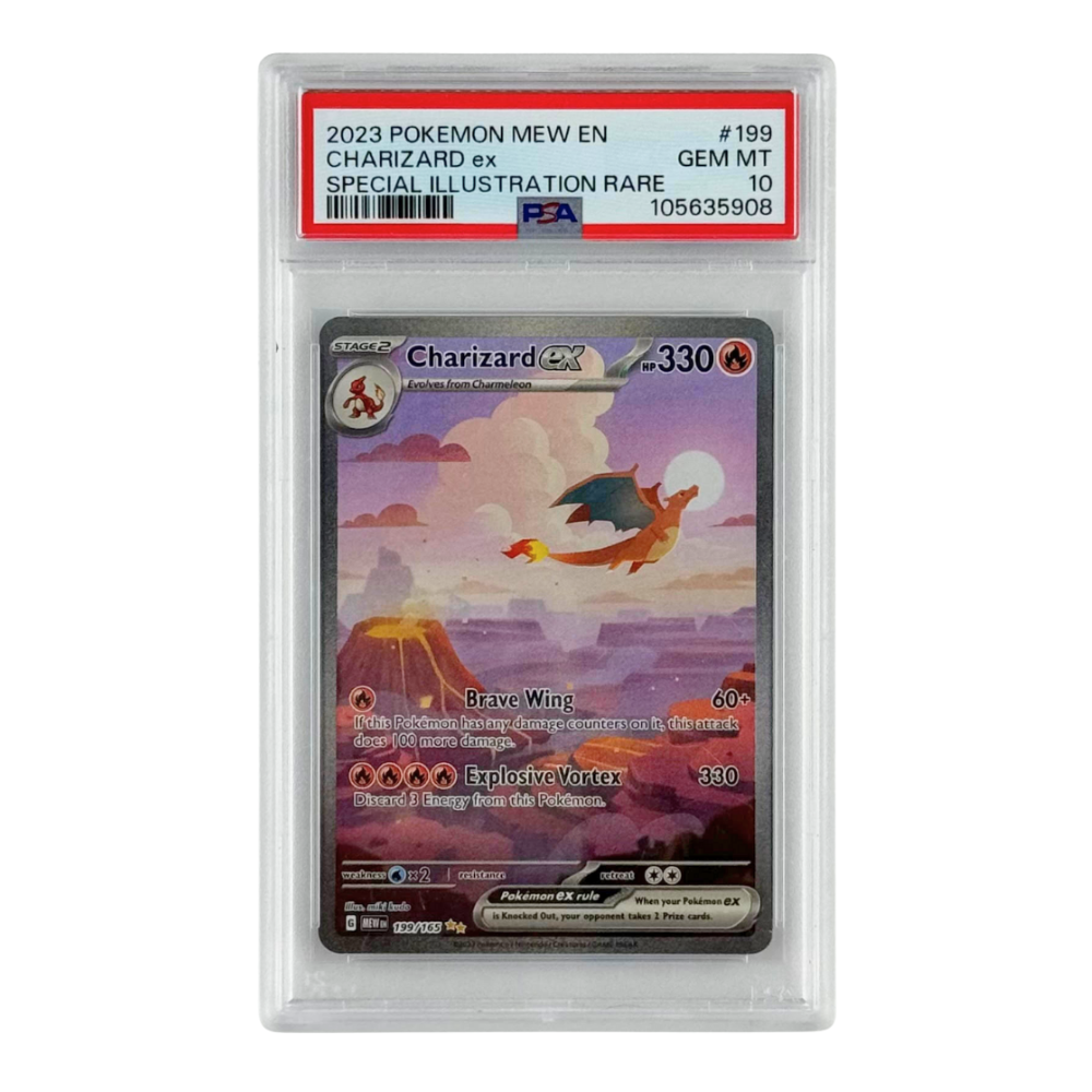 Pokémon trading card in protective packaging with a PSA grading label.